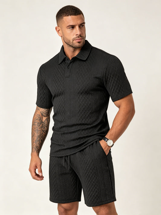 Men's Lightweight Textured Polo 2 Piece Set