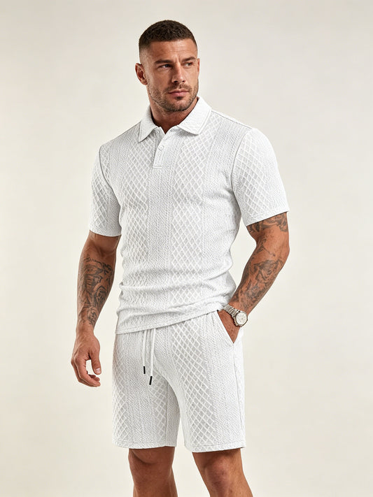Men's Lightweight Textured Polo 2 Piece Set