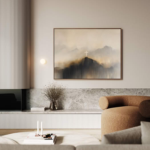 Mountain Cross Faith Canvas Wall Art