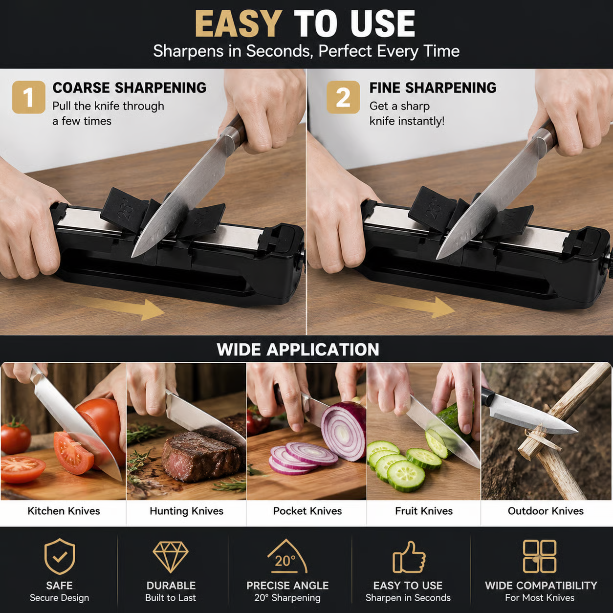 Portable Angle Adjustable Knife Sharpener