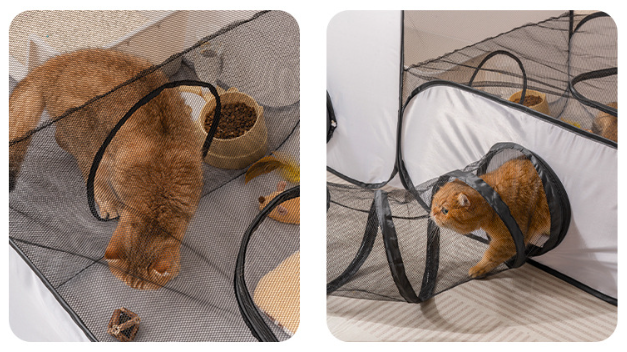 3-in-1 Foldable Pet Playpen with Tunnel