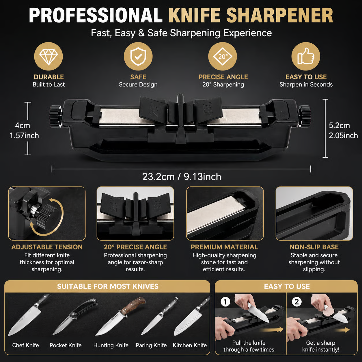 Portable Angle Adjustable Knife Sharpener